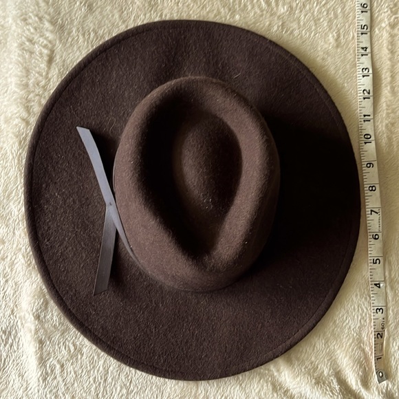 Universal Thread chocolate brown 100% wool wide brimmed fedora hat w band - Picture 5 of 7